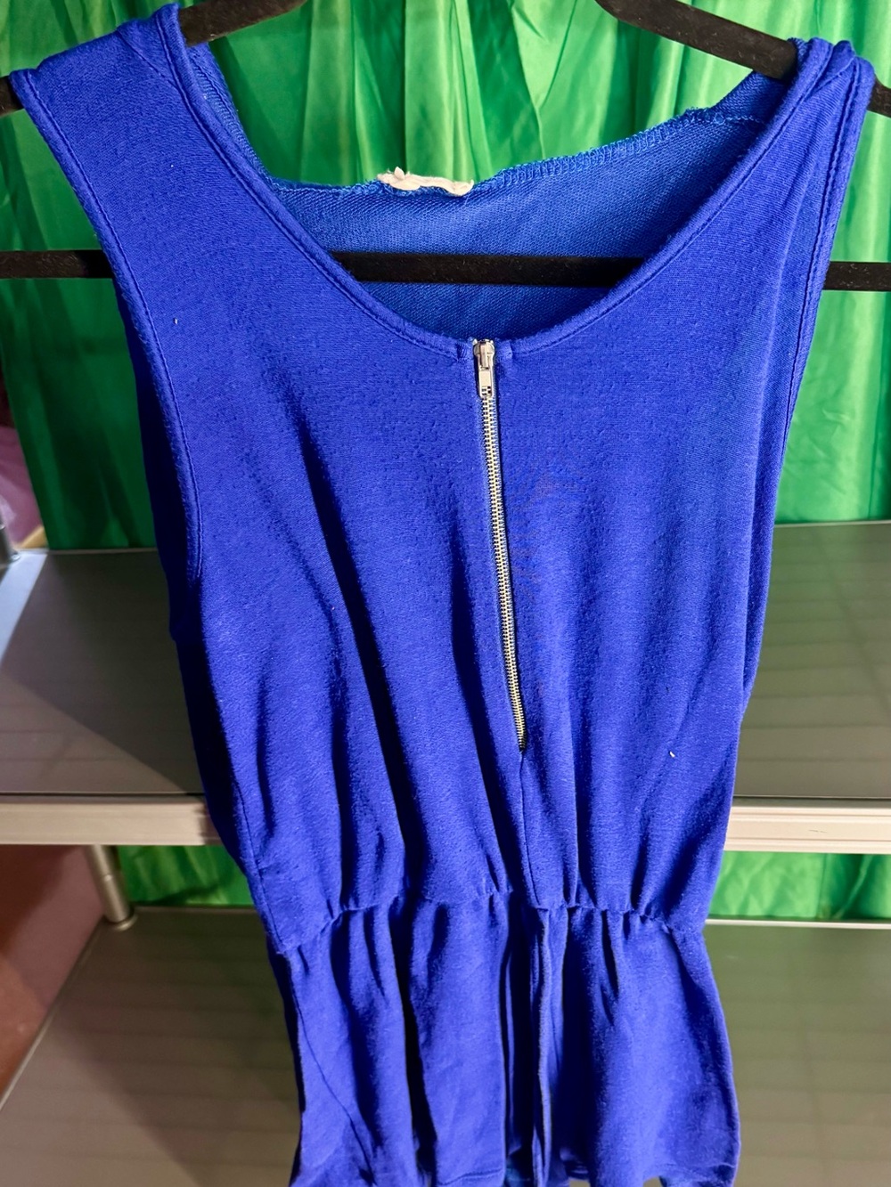 Imagenation Royal Blue Zip Front Peplum Romper